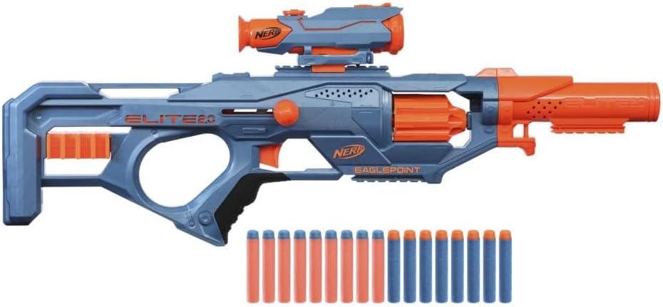 Hasbro Nerf Elite 2.0 Eaglepoint RD-8 Water Blaster, Super Soakers for Kids, 16-Dart Capacity, Fun for Ages 8
