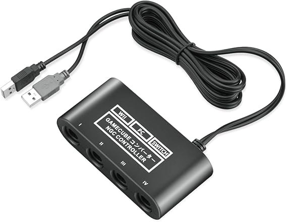 CLOUDREAM Gamecube Controller Adapter, Switch Gamecube Adapter, Wii U PC Super Smash Bros Choice Compatible with 4 GameCube Controllers and 70" Long Cable