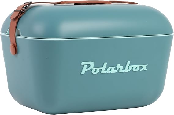 Polarbox レトロビーチクーラーヴィンテージピクニックランチボックスバッグ - ポータブル90年代スタイルのアイスチェスト キャンプ ハイキング 旅行用 - 特大20L 軽量 缶/ビール/セルツァードリンク用 オーシャンブルー