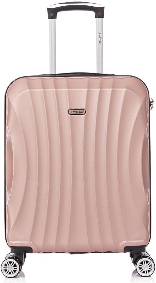 RAYKONG Cabin Suitcase ABS 55x40x20cm (40L) - Small Lightweight Travel Suitcases 20 Inches - RosaDorada