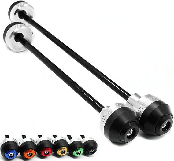 Motorcycle Front Rear Wheel Axle Fork Sliders Crash Protector For Triumph Daytona 675 2006-2014 Motorbike Falling Protection Guard Aluminum Pads 1 Pair (2pcs) Silver (Black Front+Rear)