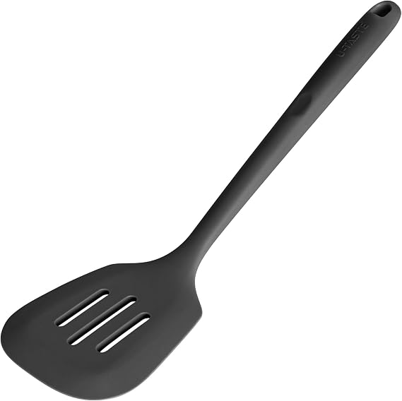 U-Taste Slotted Silicone Spatula, Heat Resistant 599°F, Black