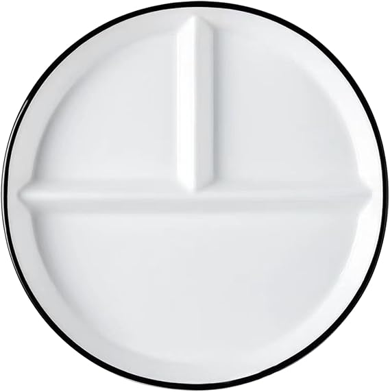 Yardwe Ceramic Divided Plate 7.87 inch Sectioned Dinner Plate Portion for Salad Dessert and Food Serving Suitable for Family Gatherings Parties Weddings Bars and Restaurants