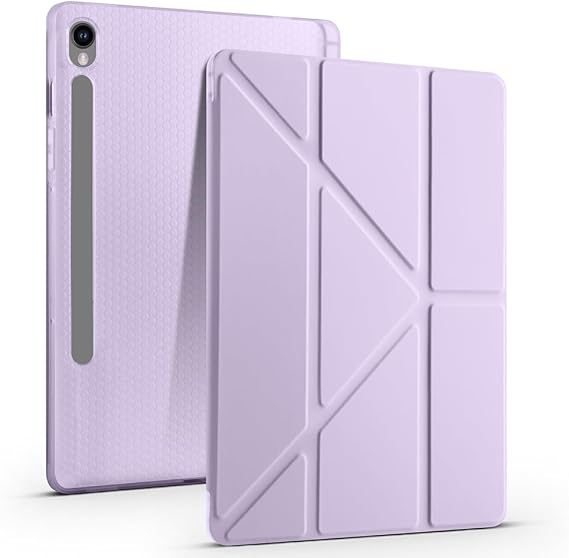 Aksesuarcim Samsung Galaxy Tab S10 FE SM-X520 X526 ile Uyumlu Kılıf Silikon Yumuşak Kalem Bölmeli Esnek 4 Farklı Stand Olabilen Tablet Kılıfı Lila