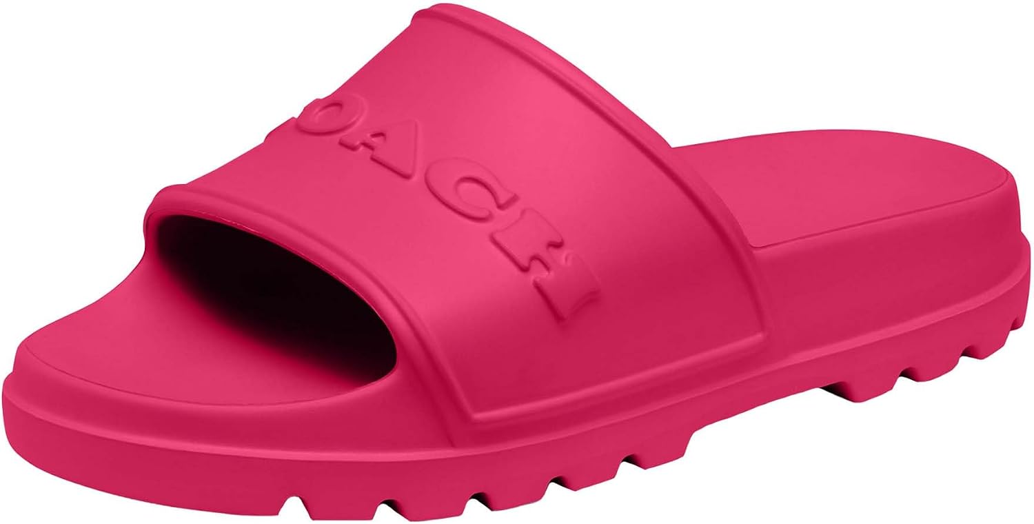Coach Womens Jesse Rubber Slide Slippers, Dragon Fruit., 9
