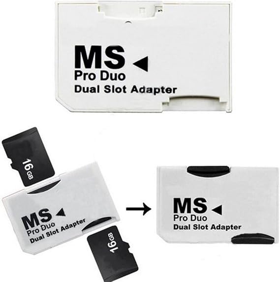 FunDisc Micro SD SDHC Memory Card To DUAL SLOT Memory Stick MS PRO DUO Adapter For Sony Cyber shot Camera, Sony PlayStation PSP 1000 2000 3000 E1000 3001 3003 By UkMobileAccessories