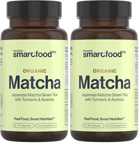 Green Tea Extract Capsules - Organic Matcha Green Tea Tablets - Boosted with Turmeric, Acerola Cherry & Black Pepper - 1360MG Complex - Green Tea Supplement - 60 Capsules - UK Made (Pack of 2)
