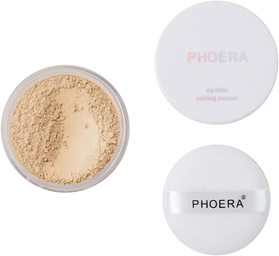 AQUAPURITY - PHOERA Loose Makeup Setting Matte Face Powder  Puff, Long Lasting Lightweight Foundation Make Up Fixer Beauty Blender Highlighter Palette Flash Photography 102 - Cool Beige