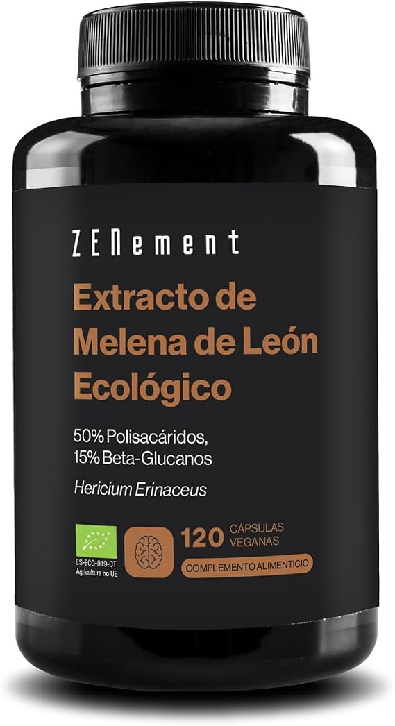 Melena de León Ecológica 3000 mg - 50% Polisacáridos - 120 Cápsulas | 15% BetaGlucanos - Extracto de Hericium erinaceus, Cuerpo Fructífero - Natural, Vegano, Sin Aditivos - 1 al Día, 4 Meses