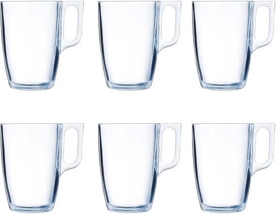 Luminarc Set of 6 Glass Microwave Coffee Mugs 40cl