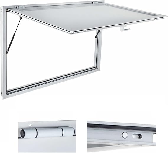 Concession Window,Dining Car Sales Window,With 2 Pneumatic Rods,Aluminum Alloy Frame,Opening up to 85°,Suitable for Concession Stands, Catering Trucks,Glass Not Included,36 * 36in