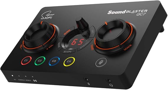 Creative Sound Blaster GC7 Game Streaming DAC Amp with Programmable Buttons 7.1 Virtual Surround Battle Mode Scout Mode GameVoice Mix Dolby Audio Compatible with PC PS4/PS5 Nintendo Switch