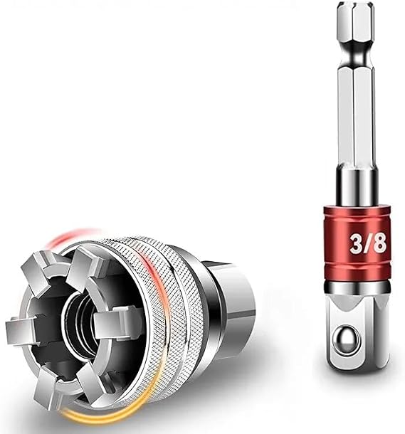 Universal Adjustable Socket Wrench - Fits Standard Metric 10-19mm, 3/8''-3/4'' - Ratchet Sleeve for 3/8" Drive Torque Wrench and Power Drill