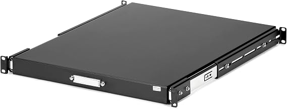 1U Sliding Server Rack Mount Keyboard Shelf Tray - 55lbs - 22" Deep Steel Pull Out Drawer for 19" AV, Network Equipment Rack (SLIDESHELFD)