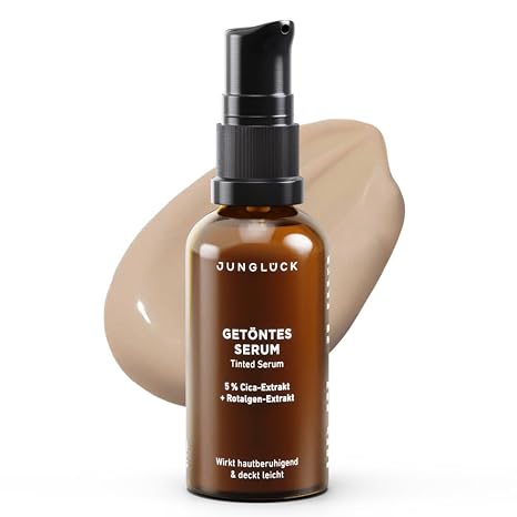 JUNGLÜCK Tinted Serum Face - Vegan Nourishing Foundation with Hyaluronic Face Serum for a Natural No Makeup Look with Light Coverage for an Even Complexion - Very Bright