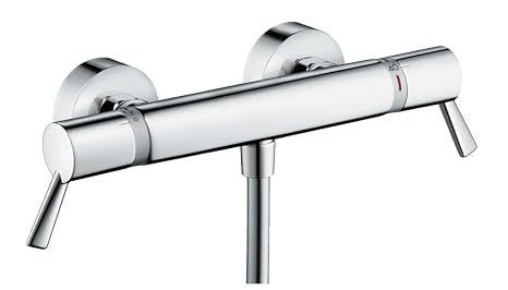 hansgrohe Ecostat Comfort Care - Shower Thermostat Exposed, Thermostatic Shower Mixer with Safety Stop at 40 °C, Mixer tap for Showers, 1 Function, Chrome, 13117000