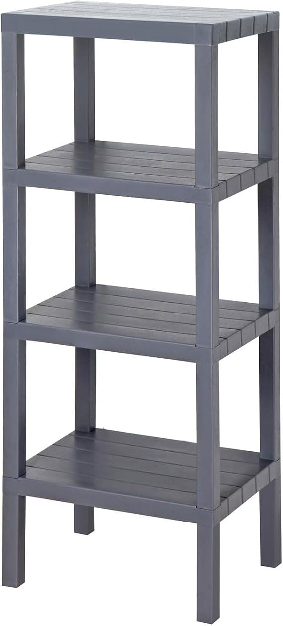 Deconox 4 Katlı Köşe Rafı | Banyo, Mutfak ve Kiler İçin Yer Tasarruflu Organizer | Çok Amaçlı Plastik Raf | 4 Farklı Renk Seçeneği (38x29x100cm) (GRİ)