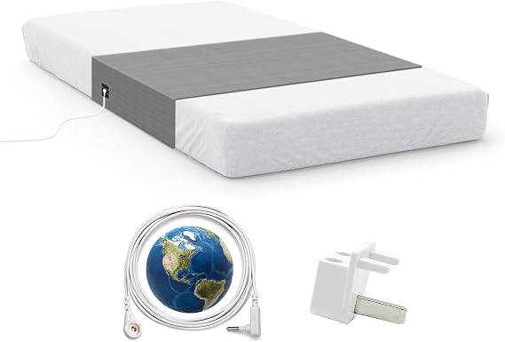 Earthinglife Grounding Bed Sheets with 5% silver fiber,Grounding Mat for Bed With Uk Plug,supplied complete with 5m Cable,90x265cm Earthing Half Sheet Fits All Bed for Better Sleep Reduce Pain