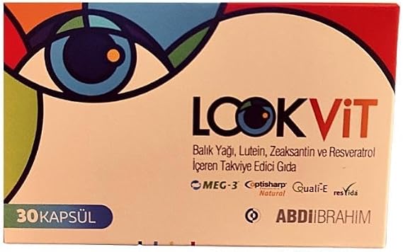 Abdi İbrahim Lookvit Balık Yağı, Lutein, Zeaksantin ve Resveratrol içerikli 30 Kapsül