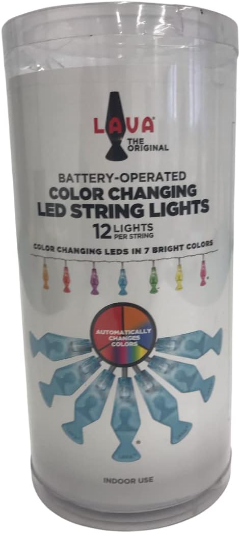 Lava lamp 1830uk 12 Colour Changing Led String Lights in 7 Bright Colours,Blue, Green, Yellow, Orange, Red, Purple and Pink Cord Length 130cm