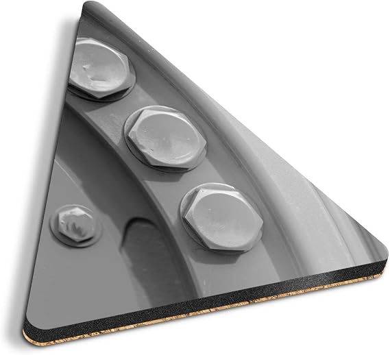 1 x Triangle Coaster - BW - Yellow Bolts Mechanic Men's Cork Backed MDF Glossy Tea Coffee Accessory #38527