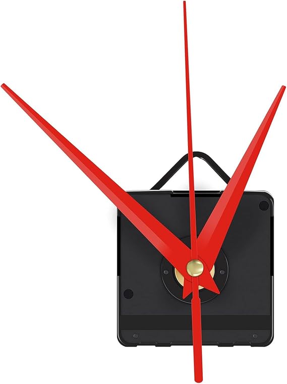 Silent Quartz Clock Movement Kit - DIY Clock Mechanism with Red Hands - Replacement Parts for Wall Clocks, Crafts & Repair (No Ticking Sound, Easy Install)