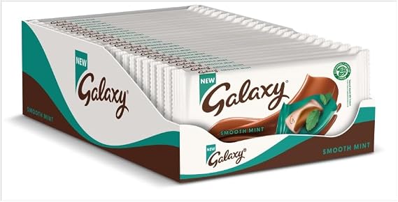 Galaxy Chocolate Bar, Smooth Mint and Chocolate, 110g, Pack of 24