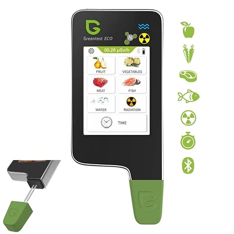 6 in 1 Greentest Eco 5 + Fish Geiger Counter Nitrate Tester Fruit Vegetable Meat TDS Water Tester Radiation Meter Radiation Meter Nitrate Tester Geiger counter dosimeter Nitrate Meter., Black , 1