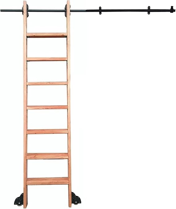 Rolling Library Ladder Heavy Duty Slide Rails Hardware Kit | Sliding Ladder Rail Track Kit | Rolling Ladders for Bookshelf Warehouse Mobile Track (Without Ladder),3.3ft/100cm Track Kit