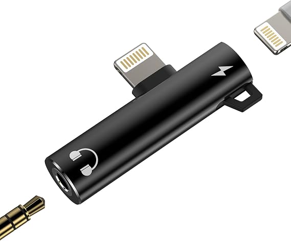 Lightning Adapter to 3.5 mm Headphone Jack (2 in 1) for iPhone 14 13 12 Pro Max Charging Cable Jack Splitter for Apple MFI Certified Car AUX Audio Cable for iPad Headphone Connector Converter Charger