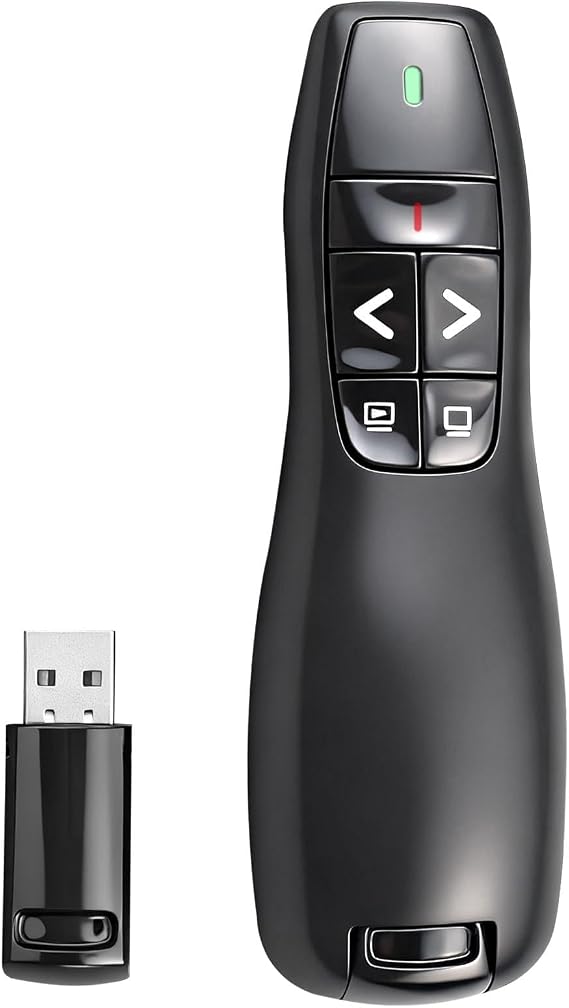 Wireless Presenter Remote Presentation Clicker Infrared Pointer Office PPT Remote Control Clicker Presenter Flip Pen 2.4GHz 328FT/100M USB Slide Advancer for PPT Keynote Windows Mac PC Operating Range