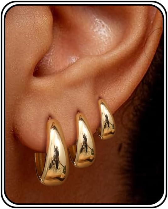 Chriscoco 14K Gold Plated Hoop Earrings for Women Small Hoop Earring Stack