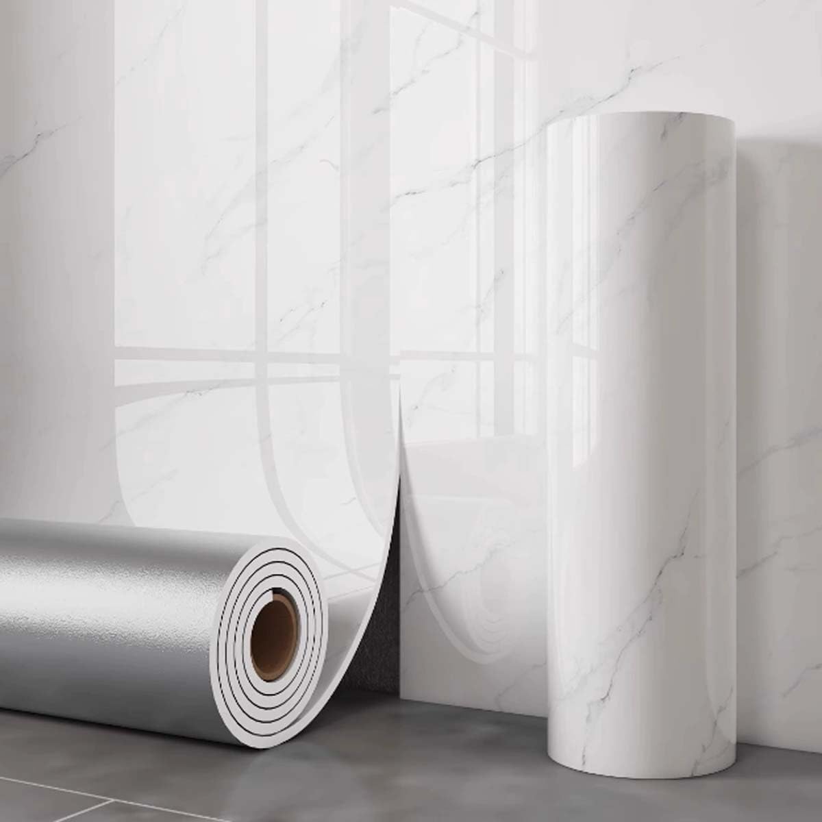 ZHXQRP Thickened Glossy Marble Sticky Back Plastic for Bathroom Kitchen Decorative Self Adhesive Wallpaper Peel and Stick Waterproof Wall PanelsIvory white,1.2  5m3.93  16.4ft