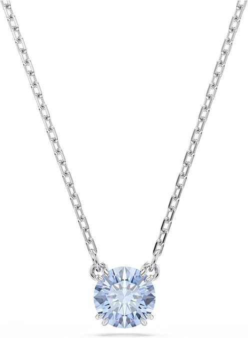 Swarovski Millenia pendant, Octagon cut, Blue, Rhodium plated