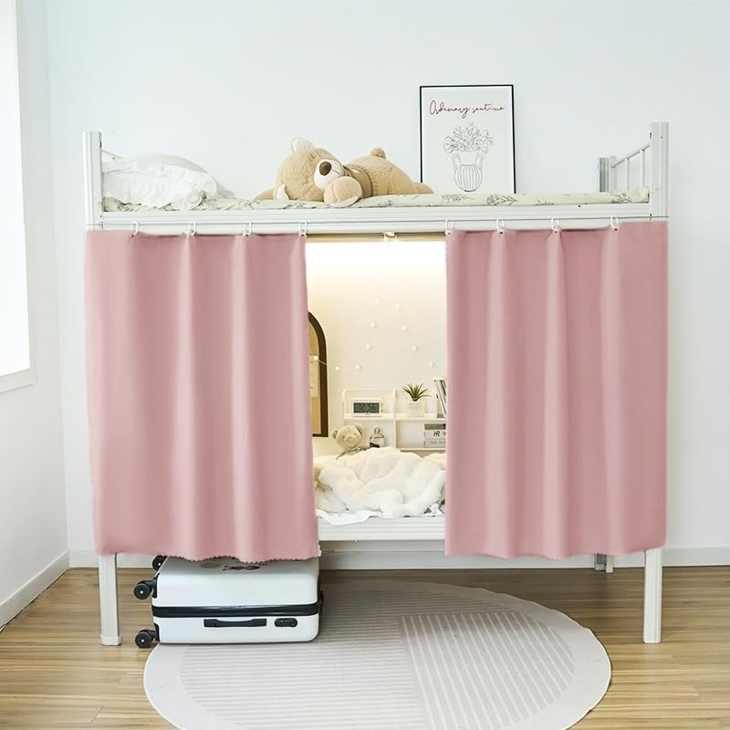 Bunk Bed Bottom Curtains Mid-Sleeper Tent Lightproof Cabin Canopy Screen Nets Blackout Canopy Dustproof Bedroom Frame Draperies Student Dormitory Privacy Protection (Pink(1 Pc))