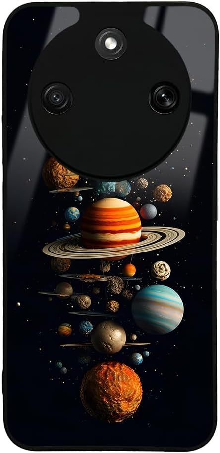 Elfia Honor Magic 8 Lite 5G ile Uyumlu Kılıf Desenli Kamera Lens Korumalı Mat Silikon İnce Kapak Lusi Gezegen