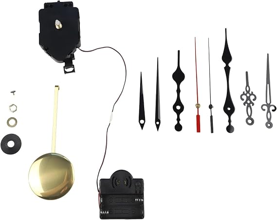 Clock Movement Kit With Pendulum | Westminster Chime Music Box Mechanism | DIY Swing Set with 3 Pointer Sets for Wall Clock Repair | Black Gold Red