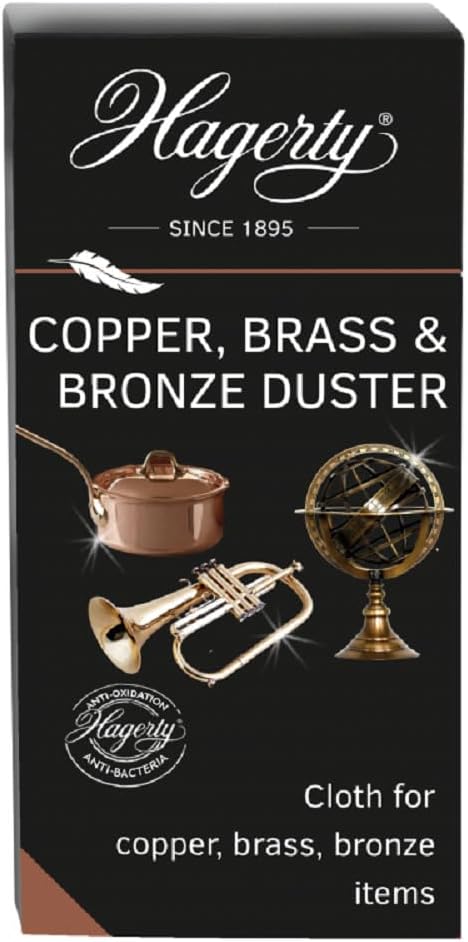 Hagerty Copper, Brass & Bronze Duster 36x55 cm I Bronze & copper polishing cloth I Antioxidation protection I Cleaning cloth for vases copper tableware decorative items musical instruments etc