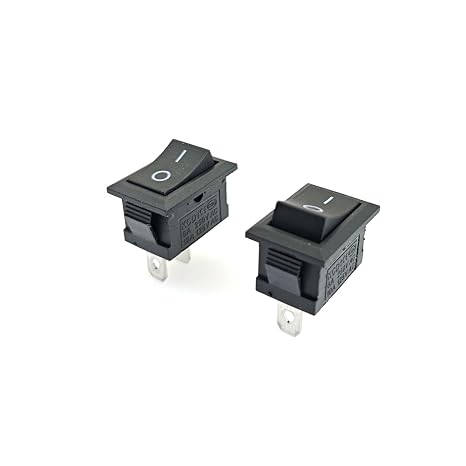 JZK 2Pcs On/Off Rectangle Mini Rocker Switch, 2 Position SPST 2 Pin Snap 6A 250V/10A 125V AC for Car Auto Boat Household Appliances