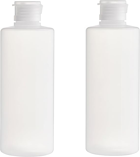 2PCS Empty Refillable Plastic Clear Soft Tube Squeeze Bottle Jars with Flip Cover Cosmetic Makeup Packing Storage Holder Containers for Toner Lotion Shower Gel Shampoo (200ml/7oz)