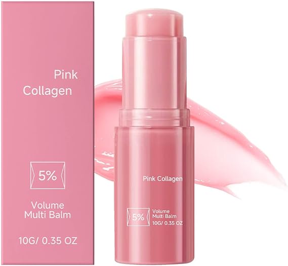 Pink Collagen Volume Multi Balm Stick,Multi-Purpose Anti-Aging Face Stick for Under-Eye, Neck, Forehead & Smile Lines,Firming & Lifting Collagen Booster,Wrinkle Bounce (1, pc)