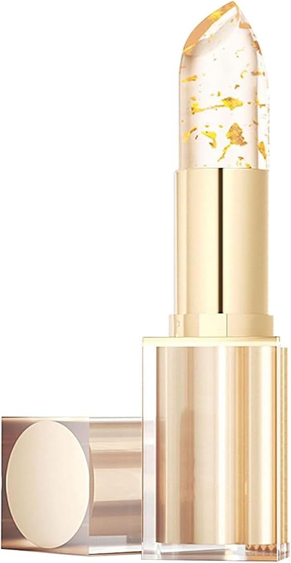 Transfer-Proof Color Changing Lipstick with Gold Foil, Natural Vegan Lip Stick for Women, Tinted Lip Balm for girls,Long Lasting Moisturizer Lip Gloss, Jelly Lipstick Gift Set (#01)
