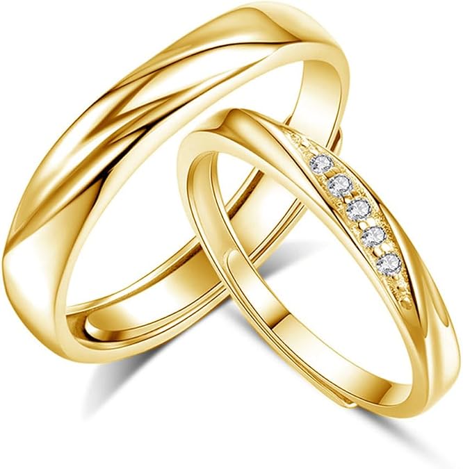 Silver Couple Rings Women/Men, 925 Sterling Silver Adjustable Rings