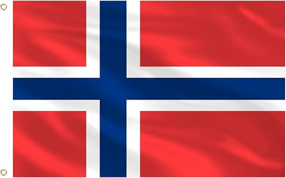 AhfuLife Norway Flag 5ft x 3ft for Party Decorations, 1Pcs Large Norwegian Flags Polyester Double Side with Brass Eyelets for World Cup Euro Football National Day Garden Street Indoor Outdoor