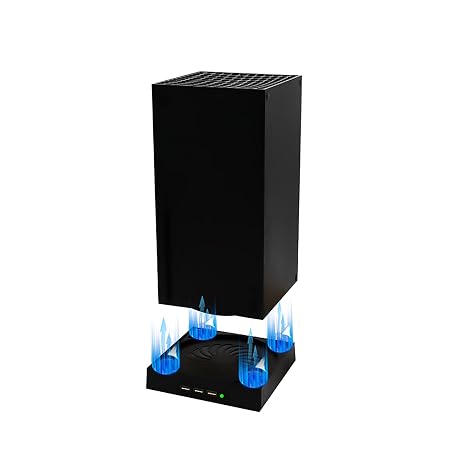 Cooling Fan for Xbox Series X with 4 Fan and 3 USB Port Xbox Series X External Cooler Turbo Temperature Control Fan Console Standing Mount Cooling System