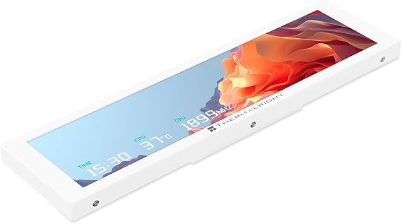 TR-Thermalright Trofeo Vision 9.16 Inch White IPS LCD Display 9.16 Inch 1920 × 480 Resolution - Can Be Mounted on Case or CPU Cooler, Dynamic Images/Videos DIY White