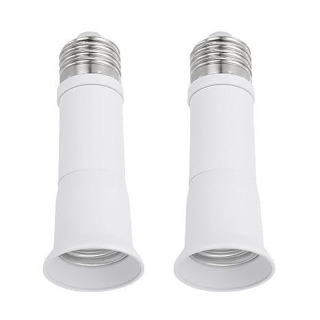 PATIKIL 4.3 Inch E26/E27 Light Socket Extender, 2 Pcs White Silver Tone
