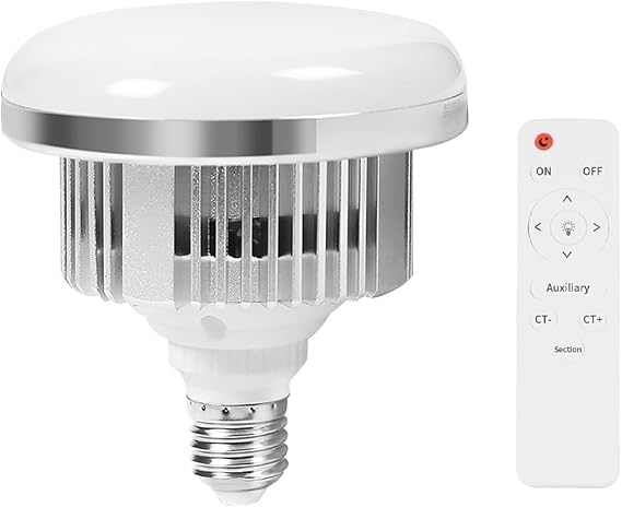 85W LED Photo Light Bulbs E27 Base Lamp with Remote Control Dimmable Daylight Bulb, LED Photo Studio Lamp Saving for Reflector and Photo Studio Softbox Home