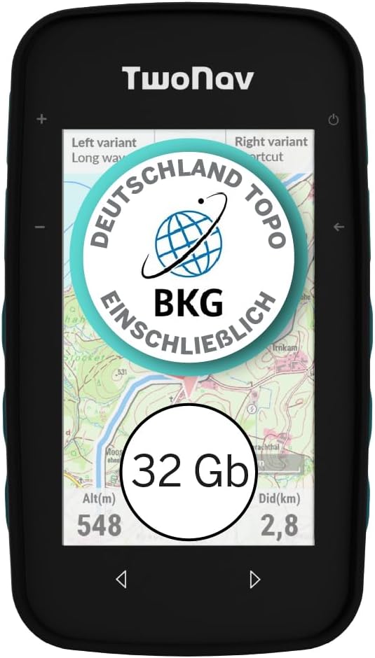 TwoNav Cross Plus (32 GB) + Map 1 Region Germany BKG Topo 1:25000 Outdoor GPS with 3.2 Inch Screen for MTB Bike Trekking Hiking or Navigation