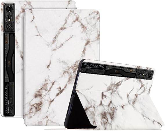 Case for RedMagic Nova Gaming Tablet/RedMagic Gaming Tablet Pro 10.9 inch, PU Leather Slim Stand Folio Protective Smart Cover (White Marble)